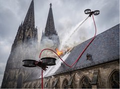 Hochhaus Feuerlöschdrohne, Made in Germany