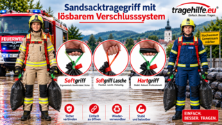 Tragehilfe Sandsackverschluss patentrechtlich geschützt